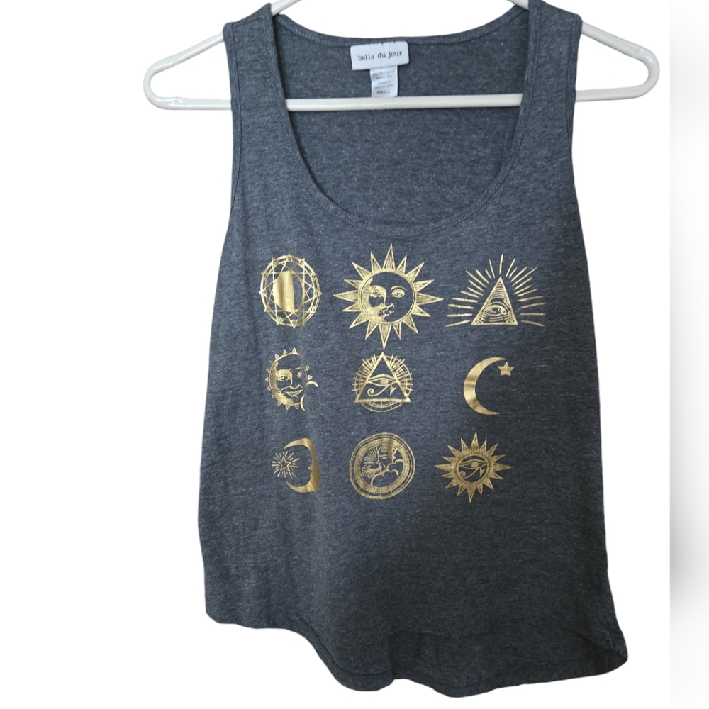 Gray and Gold tank top by belle du jour